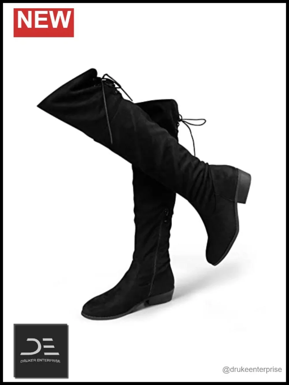 Hawkwell Women's Over the Knee Boots Faux Suede Low Block Heel Round Toe Thigh